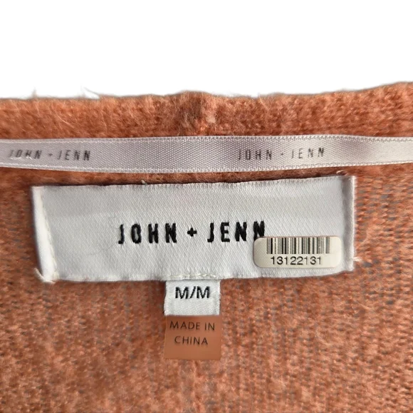 John + Jenn Orange White Cardigan Sweater Size M - Picture 2 of 6
